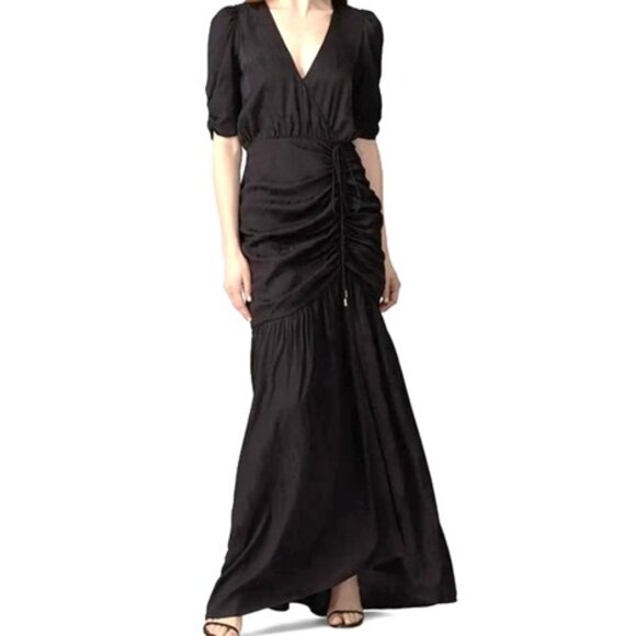 $148 AFRM Nile satin gown maxi dress black XS - Picture 2 of 15